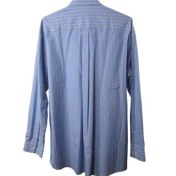 HATHAWAY Men's Button Down Shirt L New Cotton Striped Long Sleeve 16.5 Neck - Picture 4 of 10